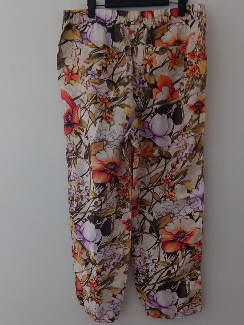 Chico's Floral Straight-Leg Pants in Cream with Orange & Purple Accents - Picture 7 of 10